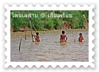 เด็ก ๆ เล่นน้ำในโตนเลสาบ